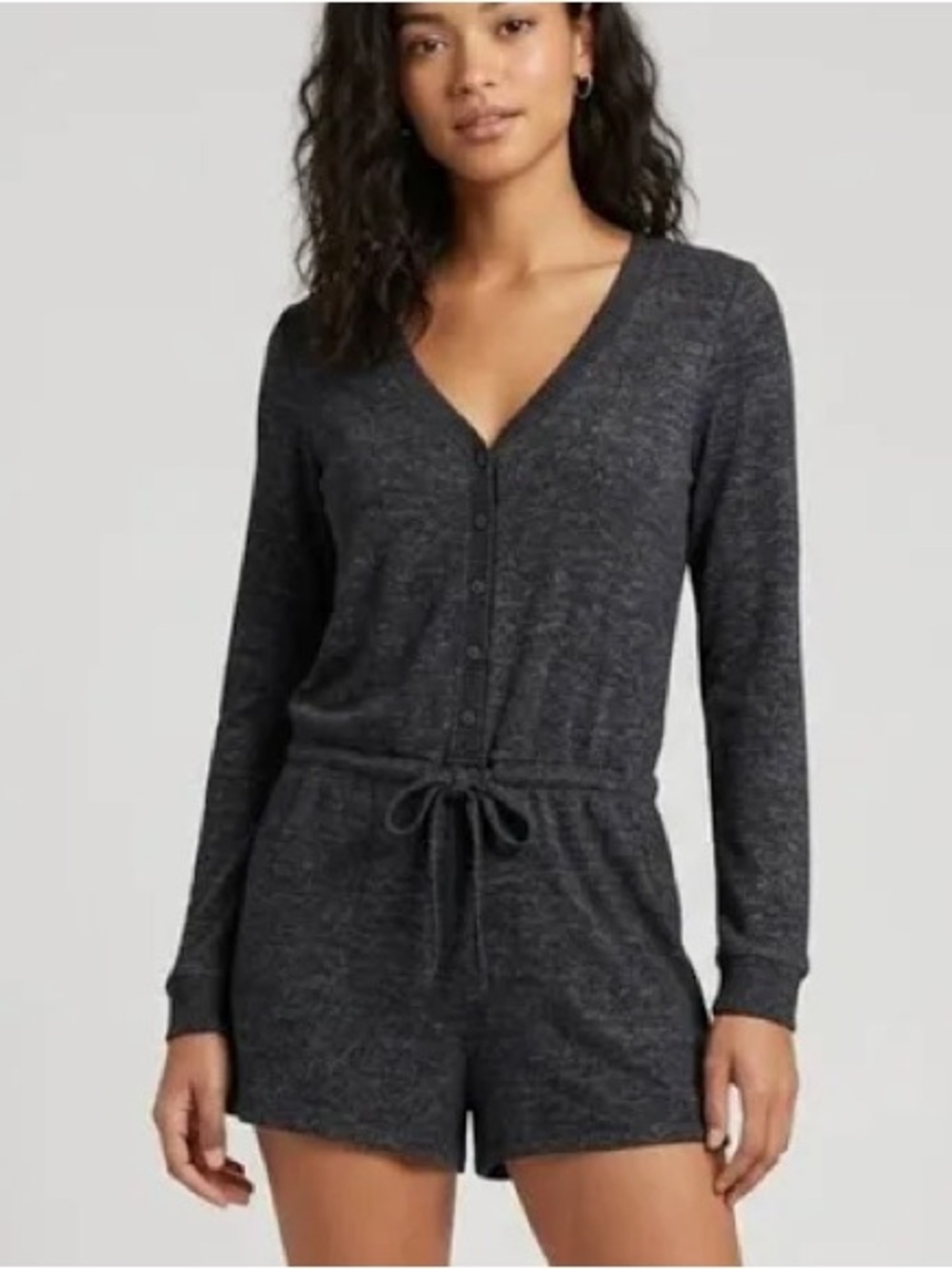 Aerie Soft & Sexy Gray Marled Henley Lounge Romper Size Medium